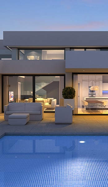 Illumination highlighting the beauty of Villa Horizonte